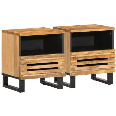 Mesita De Noche Con Patas De Metal Negro 40x30x50 Cm Con Ofertas En