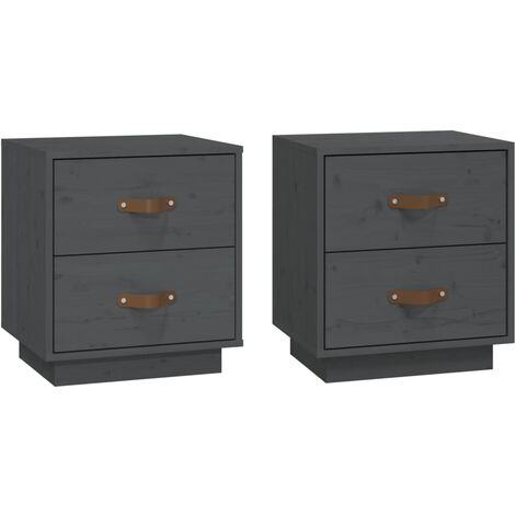 Mesitas de noche 2 uds madera maciza pino gris 40x34x45 cm vidaXL
