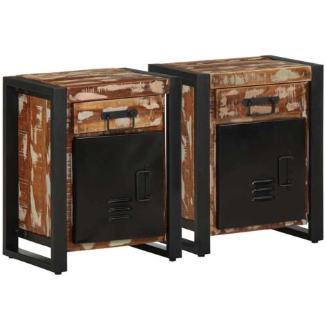 Mesitas de noche 2 uds multicolor madera maciza rugosa mango vidaXL