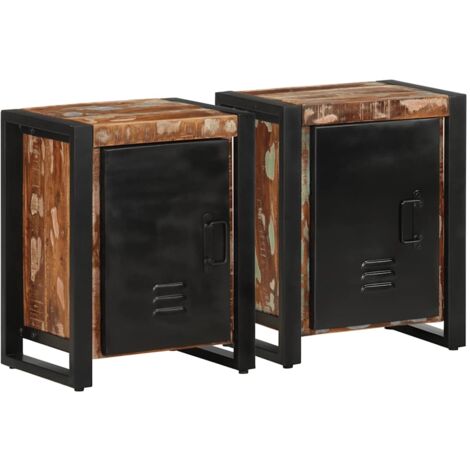 Mesitas de noche 2 uds multicolor madera maciza rugosa mango vidaXL