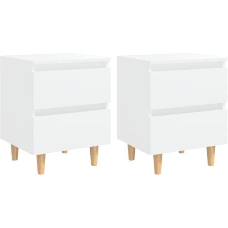 Mesitas de noche 2 uds patas madera maciza blanco 40x35x50 cm vidaXL