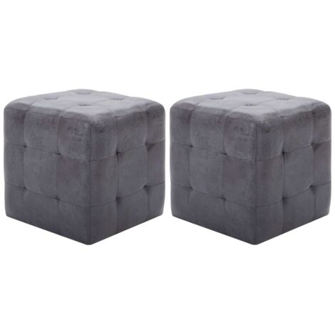 Mesitas de noche 2 uds piel de ante artificial gris 30x30x30cm