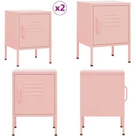 Mesitas de noche 2 uds rosa acero 35x35x51 cm - Mesitas de noche - Mesita auxiliar