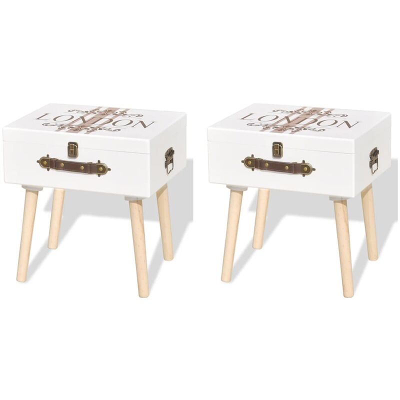 

vidaXL Mesita de Noche 40x30x41,5 cm Blanco 2 Unidades - Blanco