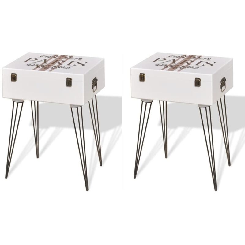 

vidaXL Mesita de Noche 40x30x57 cm Blanco 2 Unidades - Blanco