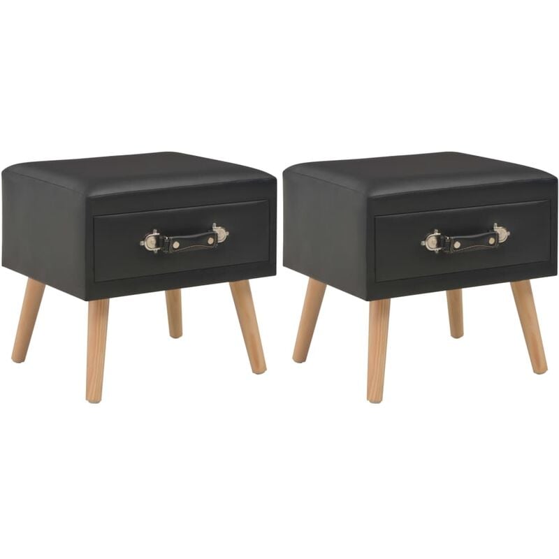 

Mesitas de noche 2 unidades 40x35x40 cm cuero sintético negro - Negro