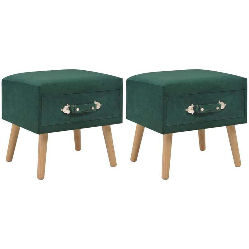 

Happyshopping - Mesitas de noche 2 unidades 40x35x40 cm terciopelo verde