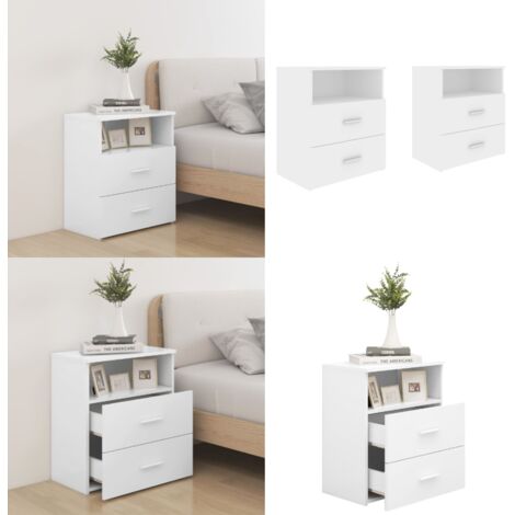 Mesitas de noche 2 unidades aglomerado blanco 50x32x60 cm - Mesitas de noche - Mesitas de noche con estantes