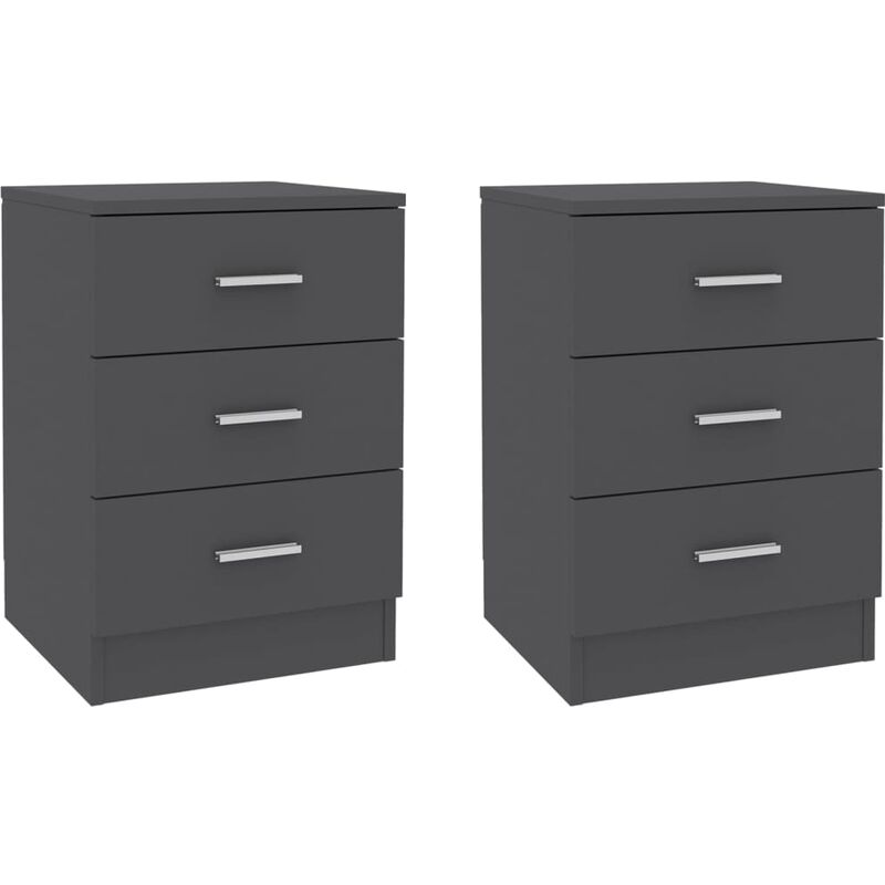 

vidaXL Mesita de Noche de Aglomerado 38x35x56 cm Gris 2 Unidades - Gris