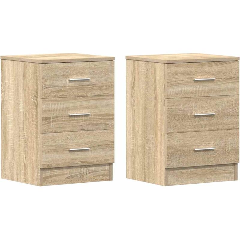 

vidaXL Mesita de Noche de Aglomerado 38x35x56 cm Color Roble Sonoma 2 Unidades - Marrón