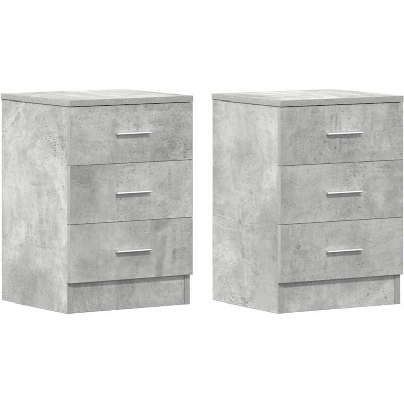 

vidaXL Mesita de Noche de Aglomerado 38x35x56 cm Gris Hormigón 2 Unidades - Gris