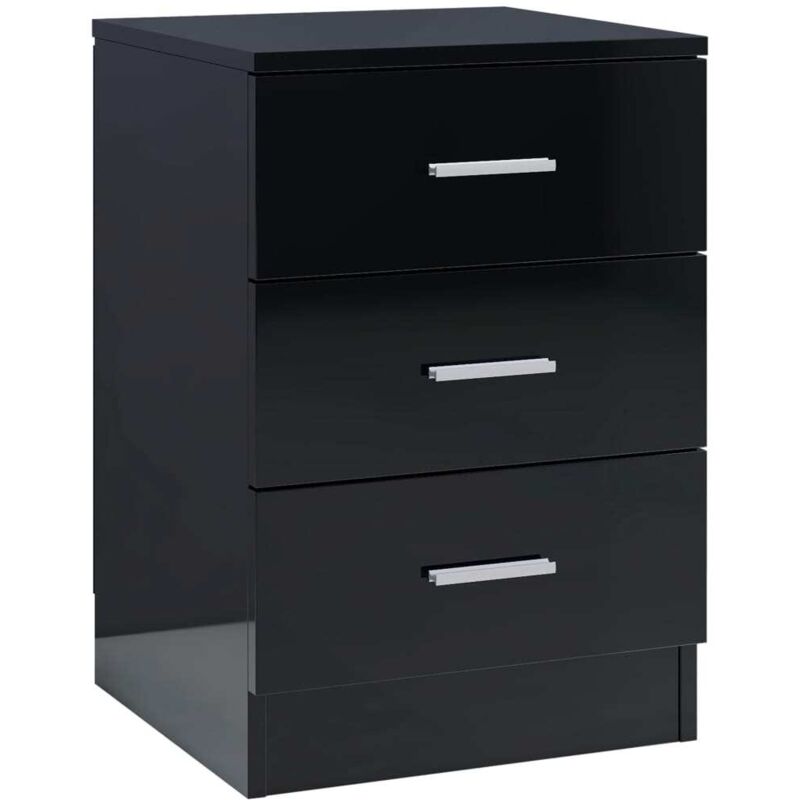 

vidaXL Mesita de Noche de Aglomerado 38x35x56 cm Negro Brillante - Negro