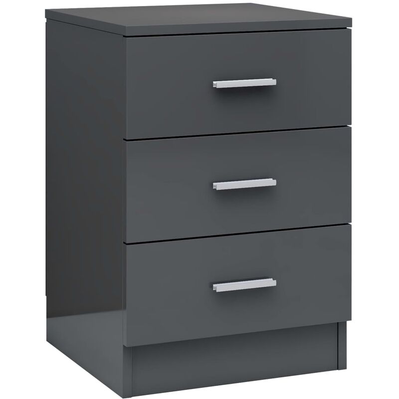 

vidaXL Mesita de Noche de Aglomerado 38x35x56 cm Gris Brillante - Gris