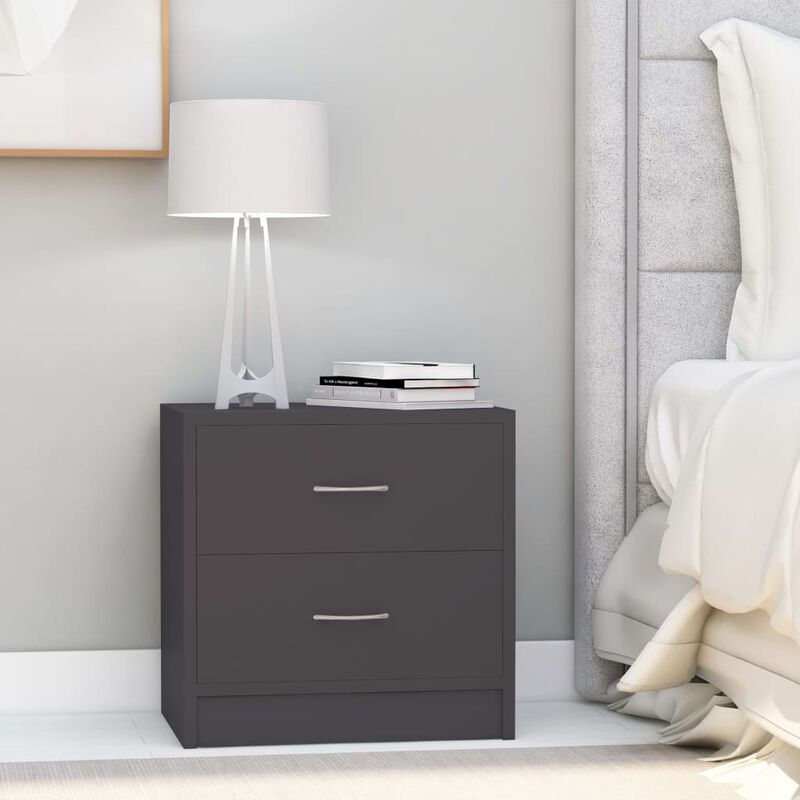 

Mesitas de noche 2 unidades aglomerado gris 40x30x40 cm - Gris