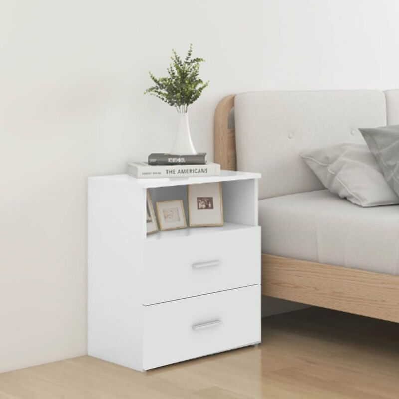 

Mesitas de noche 2 unidades blanco alto brillo 50x32x60 cm