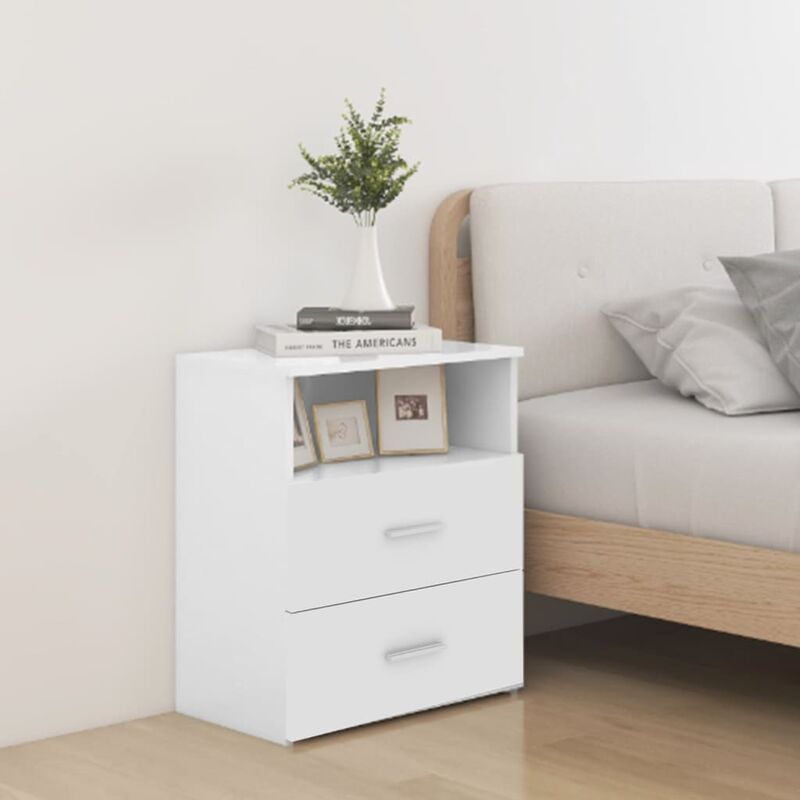 

Mesitas de noche 2 unidades blanco alto brillo 50x32x60 cm