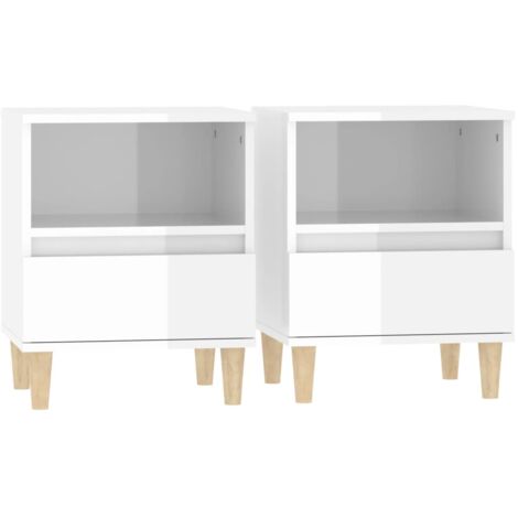 Mesitas de noche 2 unidades blanco brillante 40x35x50 cm vidaXL