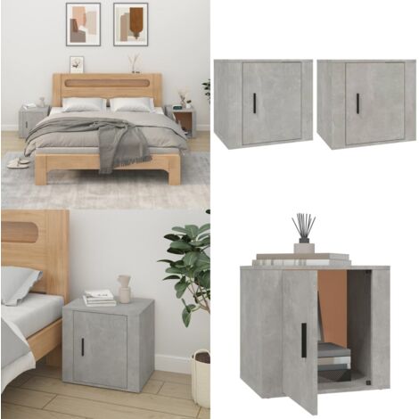 Mesitas de noche 2 unidades color gris hormigón 50x39x47 cm - Mesitas de noche - Mesita de noche gris hormigón