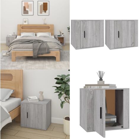 Mesitas de noche 2 unidades color gris Sonoma 50x39x47 cm - Mesitas de noche - Mesitas de noche gris
