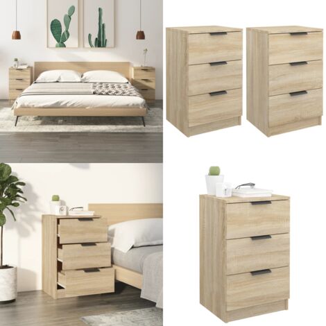 Mesitas de noche 2 unidades color roble Sonoma 40x36x65 cm - Mesitas de noche - Mesita de noche roble