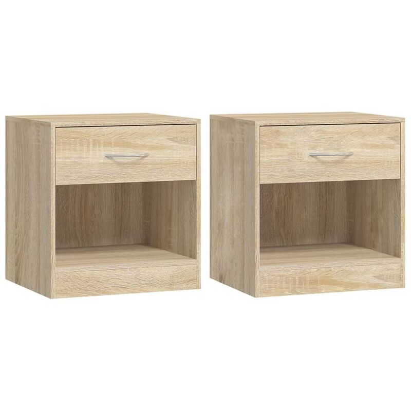 

Mesitas de noche 2 unidades con un cajón y estante color roble - Marrón