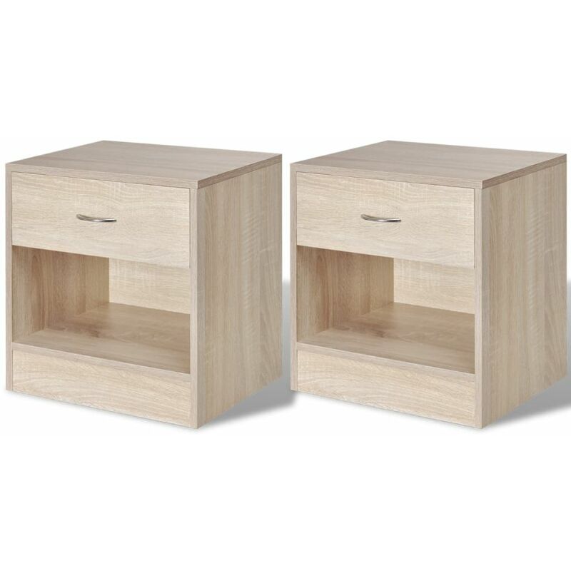 

Mesitas de noche 2 unidades con un cajon y estante color roble
