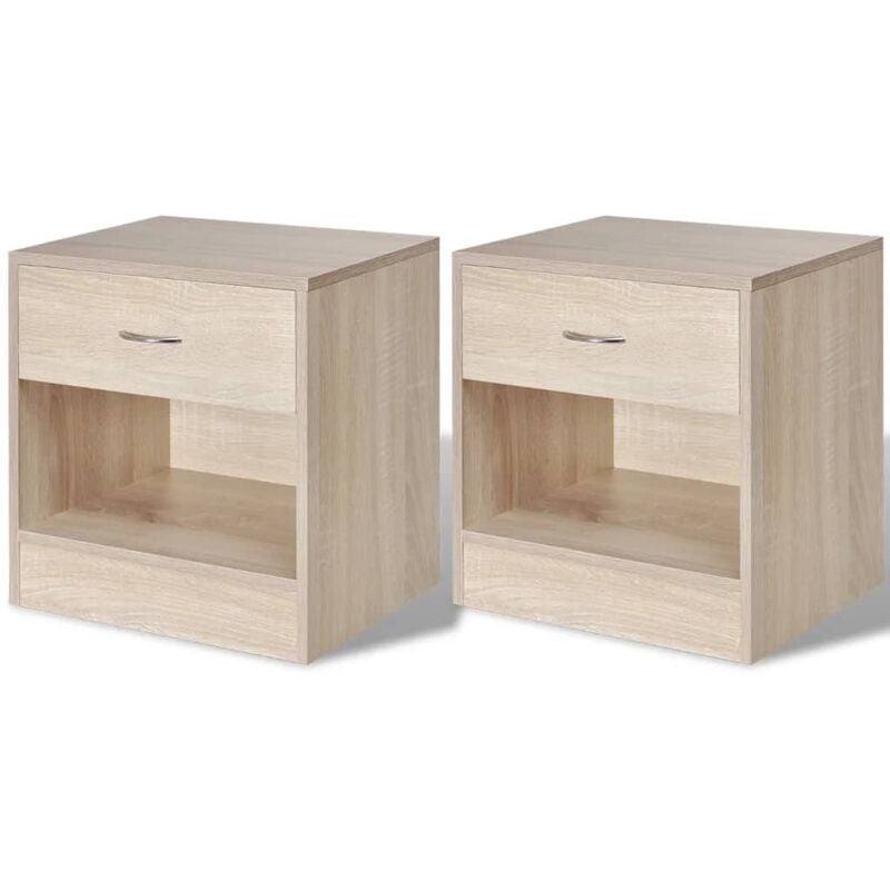 

Mesitas de noche 2 unidades con un cajón y estante color roble
