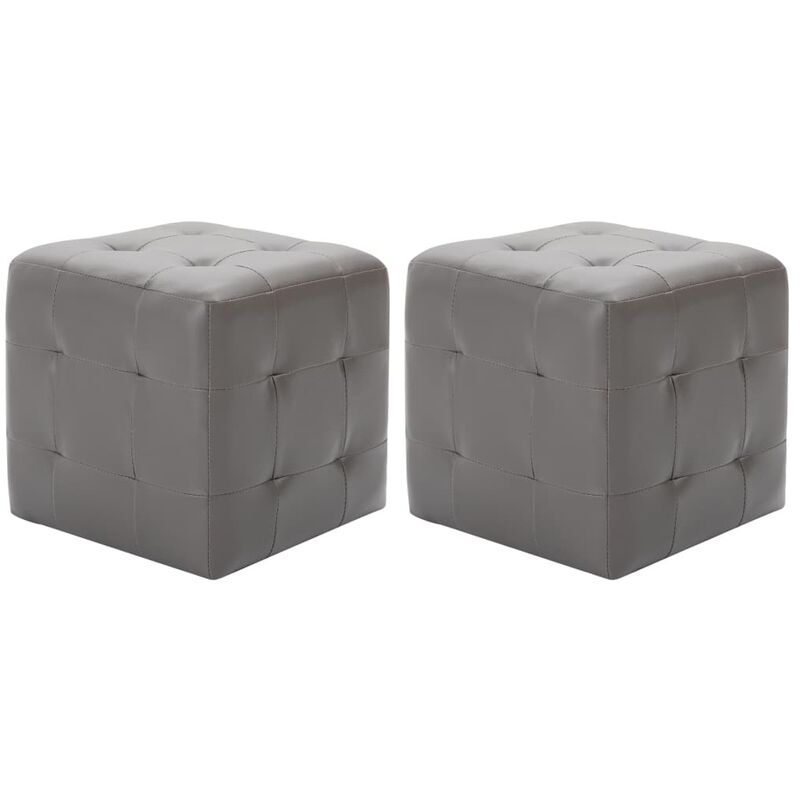 

Mesitas de noche 2 unidades cuero sintetico gris 30x30x30 cm