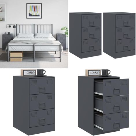 Mesitas de noche 2 unidades gris antracita 34,5x39x62 cm - Mesitas de noche - Mesita de noche gris antracita