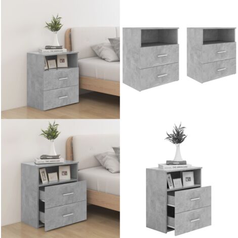 Mesitas de noche 2 unidades gris hormigón 50x32x60 cm - Mesitas de noche - Mesitas de noche escandinavas
