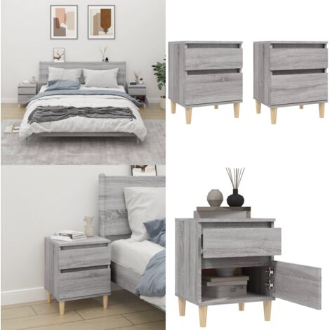 Mesitas de noche 2 unidades gris Sonoma 40x35x50 cm - Mesitas de noche - Mesita de noche gris