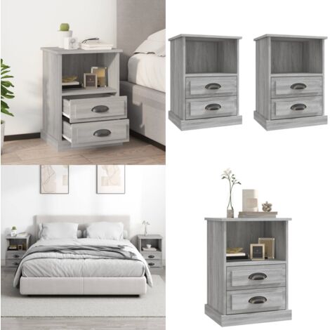 Mesitas de noche 2 unidades gris Sonoma 43x36x60 cm - Mesitas de noche - Mesita de noche gris