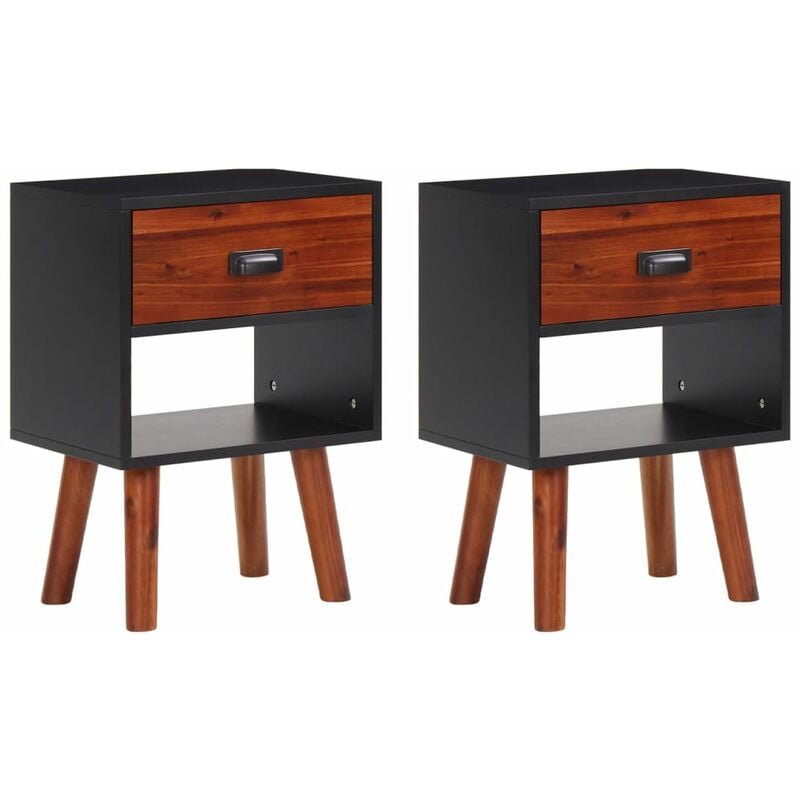 

Mesitas de noche 2 unidades madera de acacia maciza 40x30x58 cm - Negro