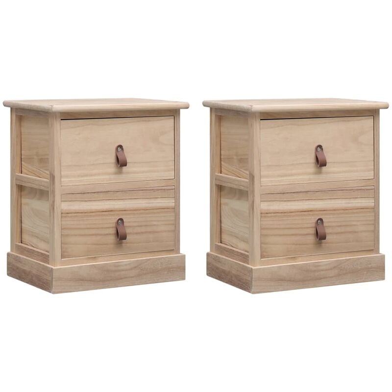 

Mesitas de noche 2 unidades madera de Paulownia 38x28x45 cm