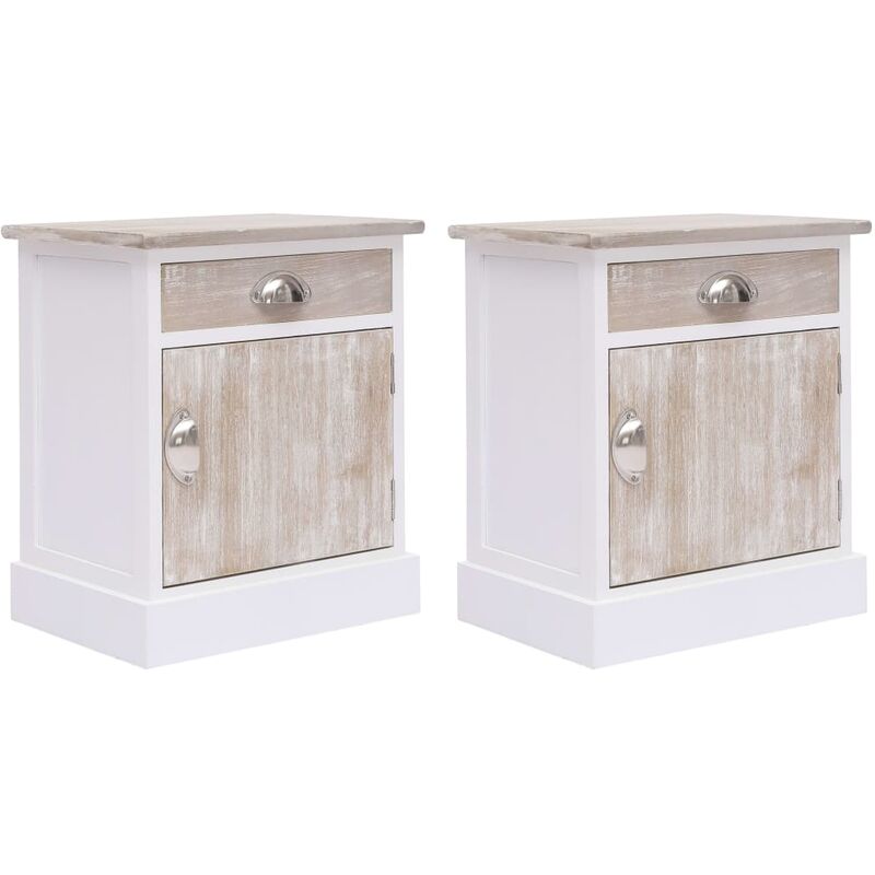 

Mesitas de noche 2 unidades madera de Paulownia 38x28x45 cm