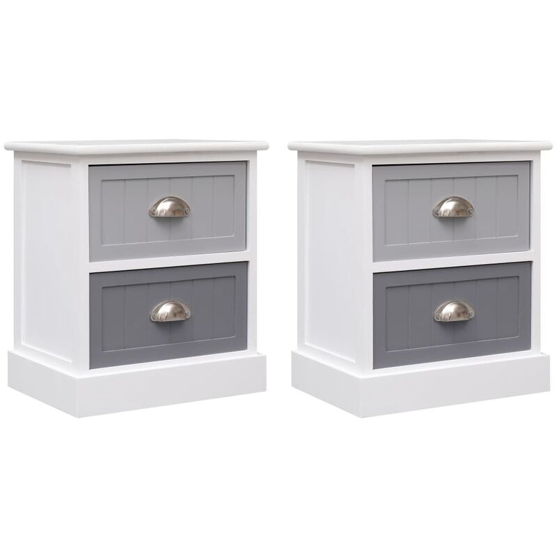 

Mesitas de noche 2 unidades madera de Paulownia gris 38x28x45cm - Gris