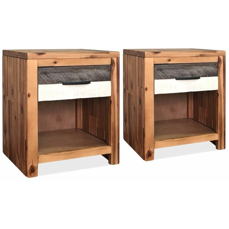 

Mesitas de noche 2 unidades madera maciza acacia 40x30x48 cm
