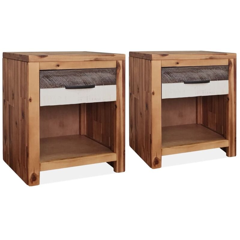 

Mesitas de noche 2 unidades madera maciza acacia 40x30x48 cm