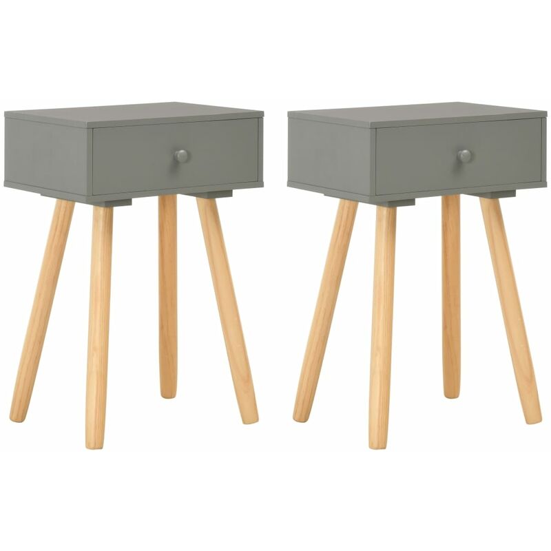 

vidaXL Mesitas de noche 2 unidades madera maciza de pino gris - Gris