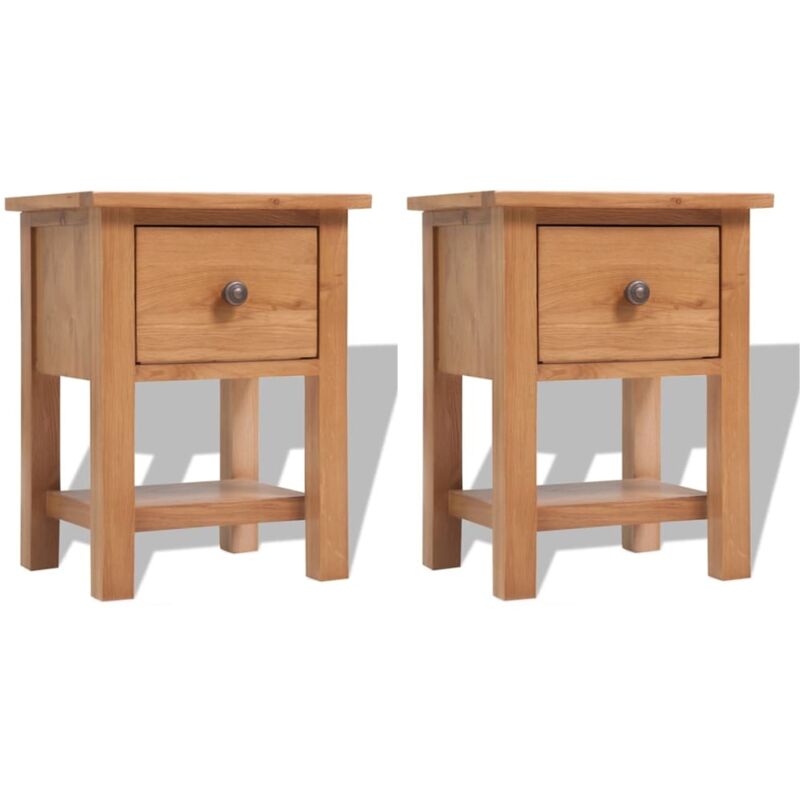 

Mesitas de noche 2 unidades madera maciza de roble 36x30x47 cm - Marrón - Vidaxl