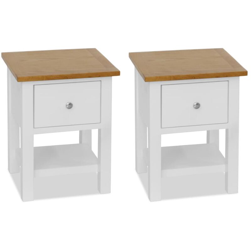 

Mesitas de noche 2 unidades madera maciza de roble 36x30x47 cm - Blanco - Vidaxl