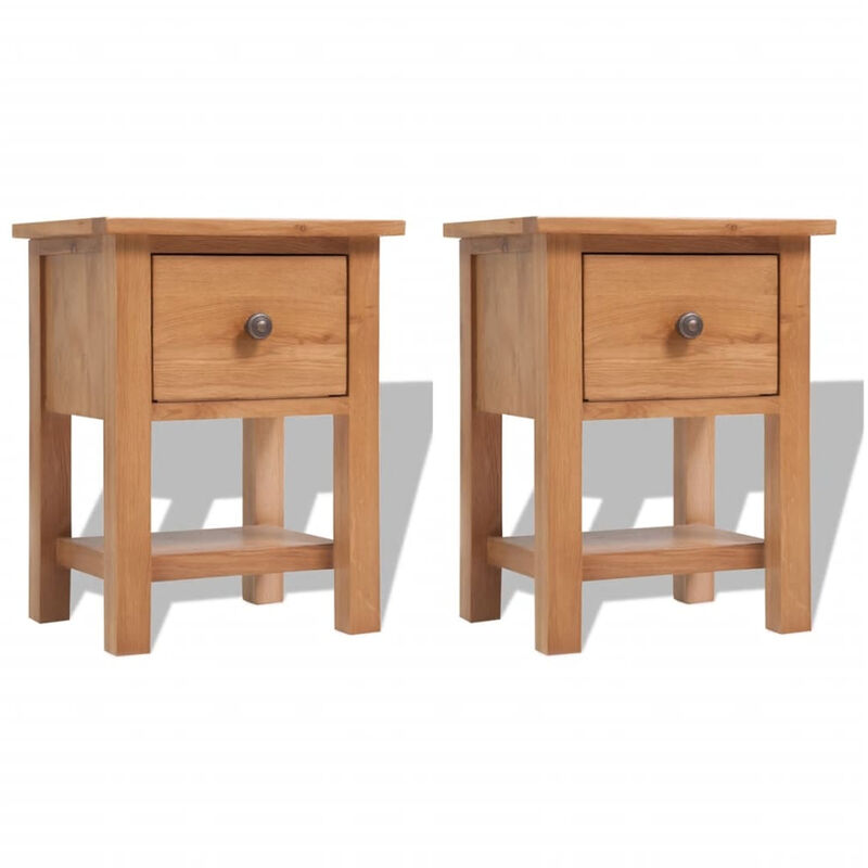 

Mesitas de noche 2 unidades madera maciza de roble 36x30x47 cm