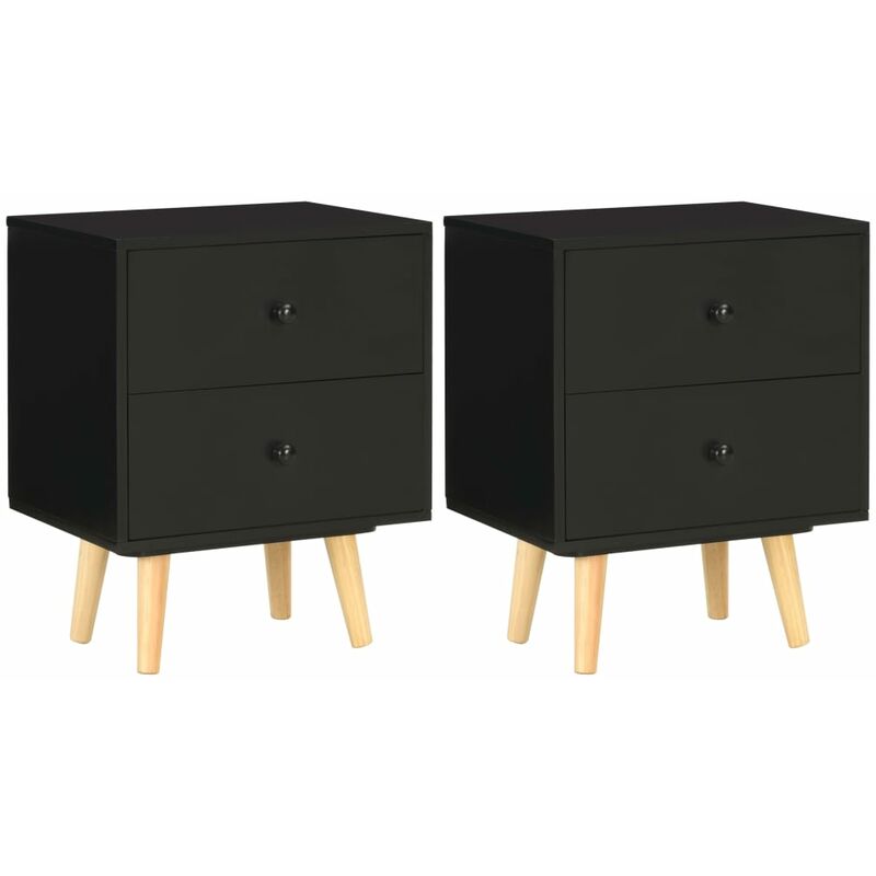 

Mesitas de noche 2 unidades madera maciza pino negro 40x30x50cm - Negro