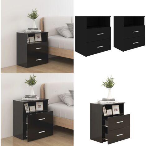 Mesitas de noche 2 unidades negro 50x32x60 cm - Mesitas de noche - Mesitas de noche con estantes