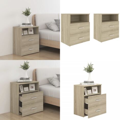 Mesitas de noche 2 unidades roble Sonoma 50x32x60 cm - Mesitas de noche - Mesitas de noche con estantes