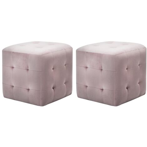 Mesitas de noche 2 unidades terciopelo rosa 30x30x30 cm