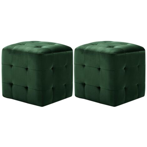 Mesitas de noche 2 unidades terciopelo verde 30x30x30 cm