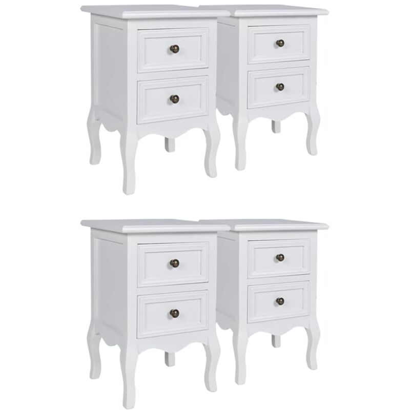 

Mesitas de noche 4 unidades con 2 cajones MDF blancas - Blanco - Vidaxl