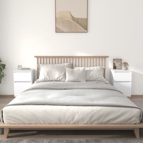 Mesitas de noche blancas 2 uds 40x35x70 cm
