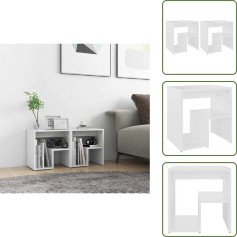Mesitas de noche blanco - vidaXL Mesitas de noche 2 uds madera contrachapada blanco 40x30x40 cm -